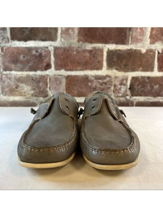 John Varvatos Men\'s Schooner Distressed Gray Leather Slip On Moccassin Sz 9 main image 7